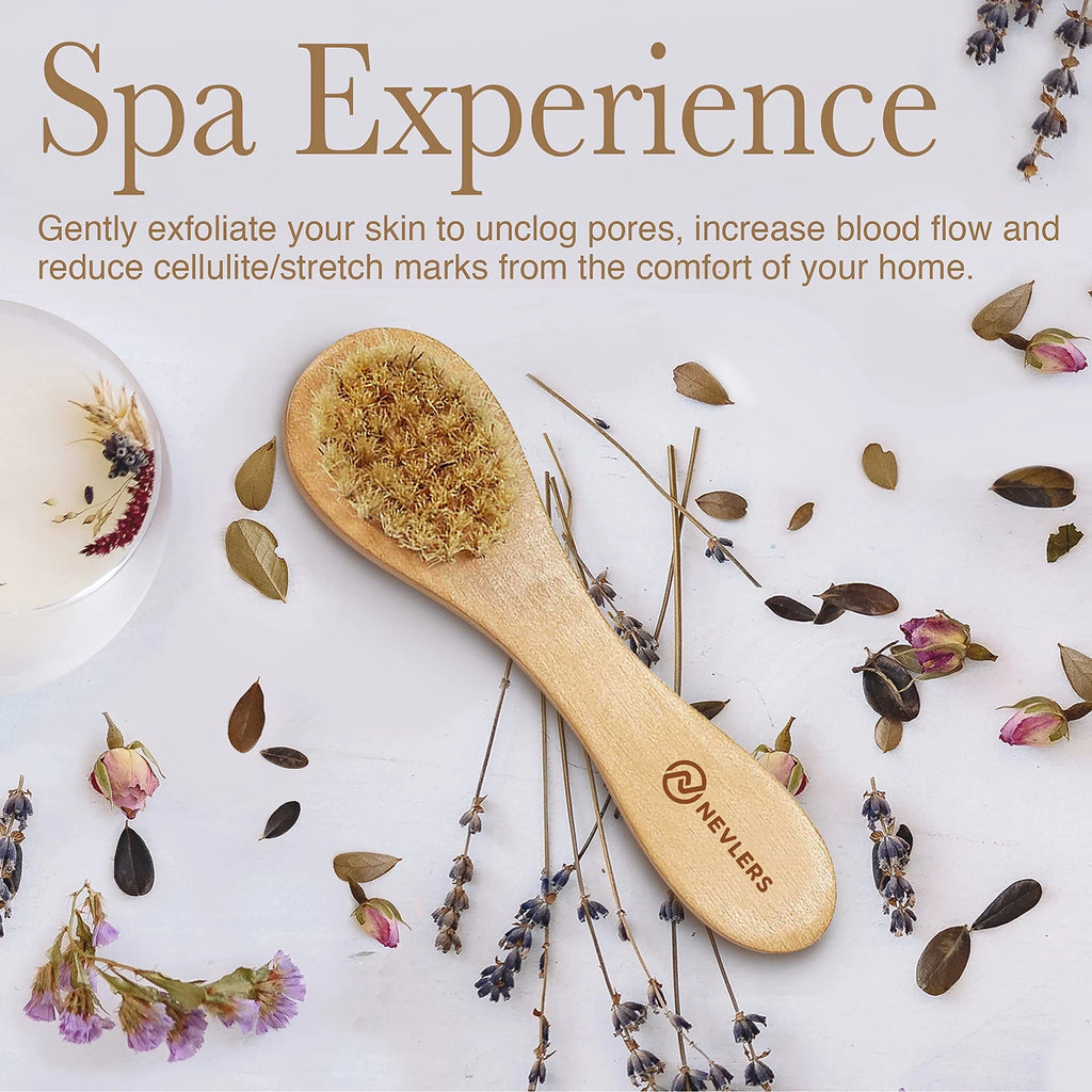 Brush Long Shower Scrubber Body Natural Boar Bristle Dry Set Detachable Massage