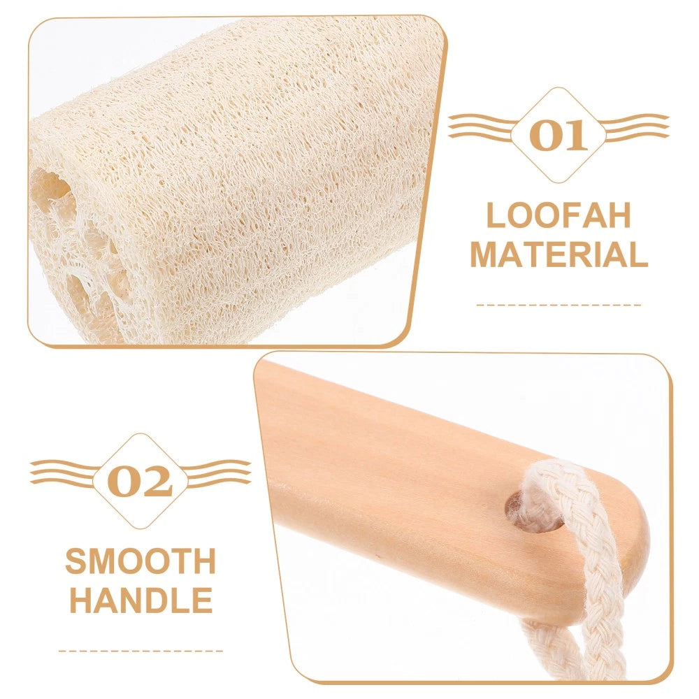 Long Handle Loofah Stick Bath Brush for Body Exfoliation and Cleaning