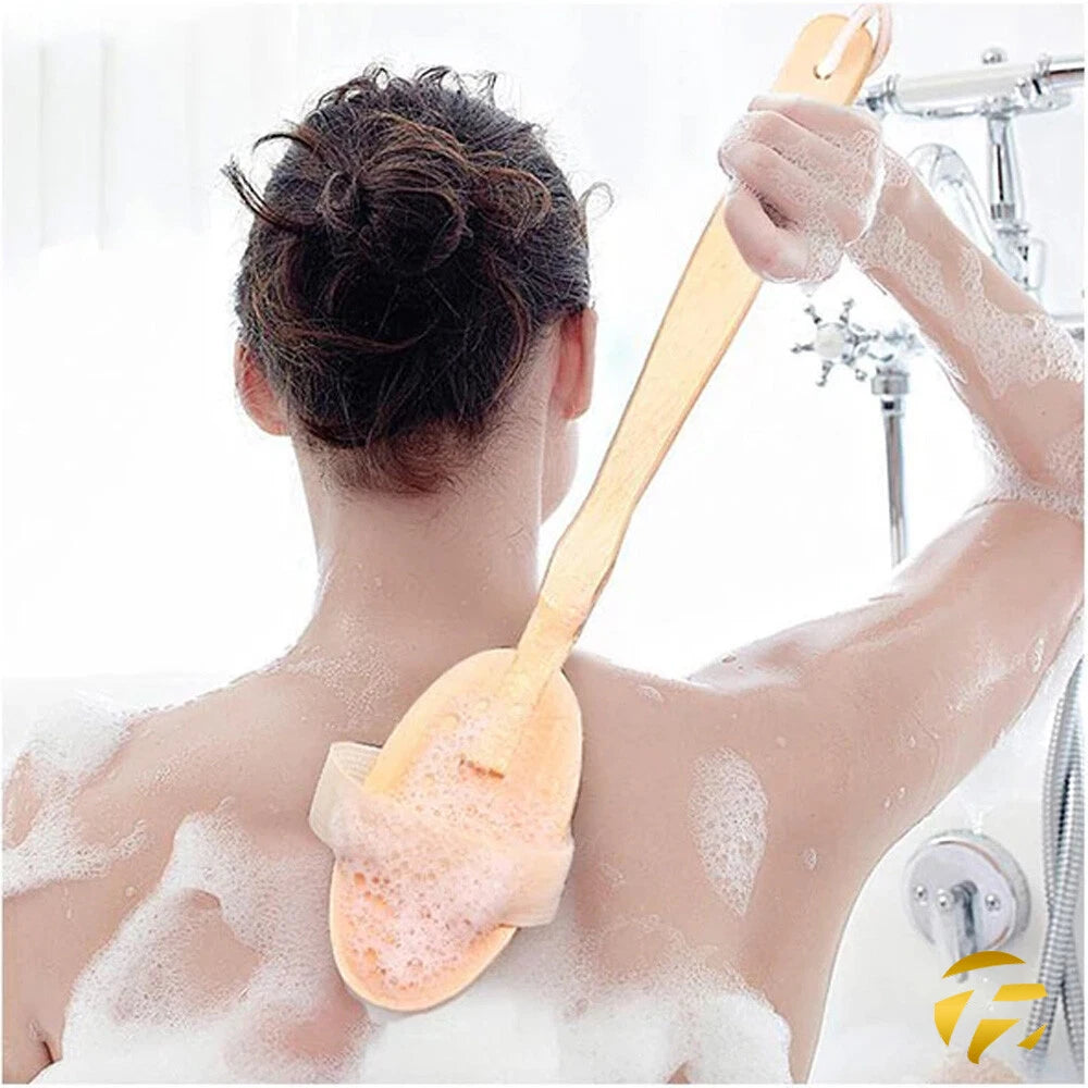 Extra Long Handle Natural Wooden Bristle Shower Bath Body Brush Back Scrubber