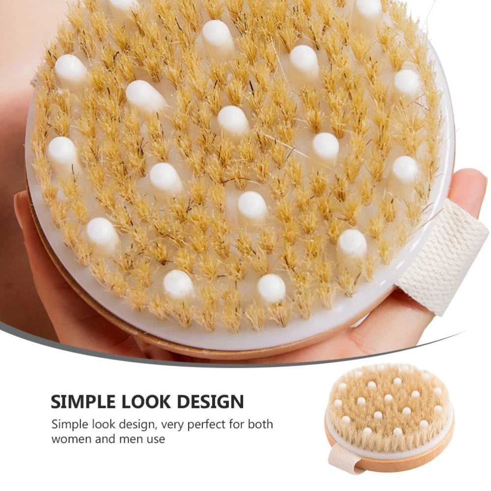 1PC Fine Wood Bath Brush Exfoliating Massage Brush (Khaki) Shower Brush