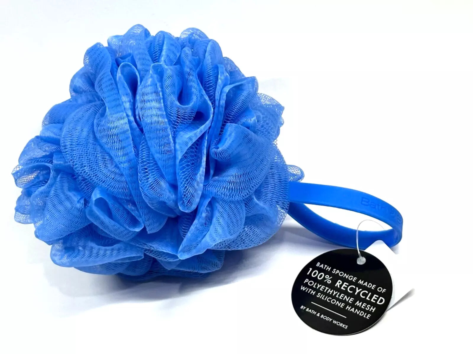 NEW 1 BATH BODY WORKS BATH SPONGE SUPER SOFT LOOFAH SILICONE HANDLE PURPLE BLUE