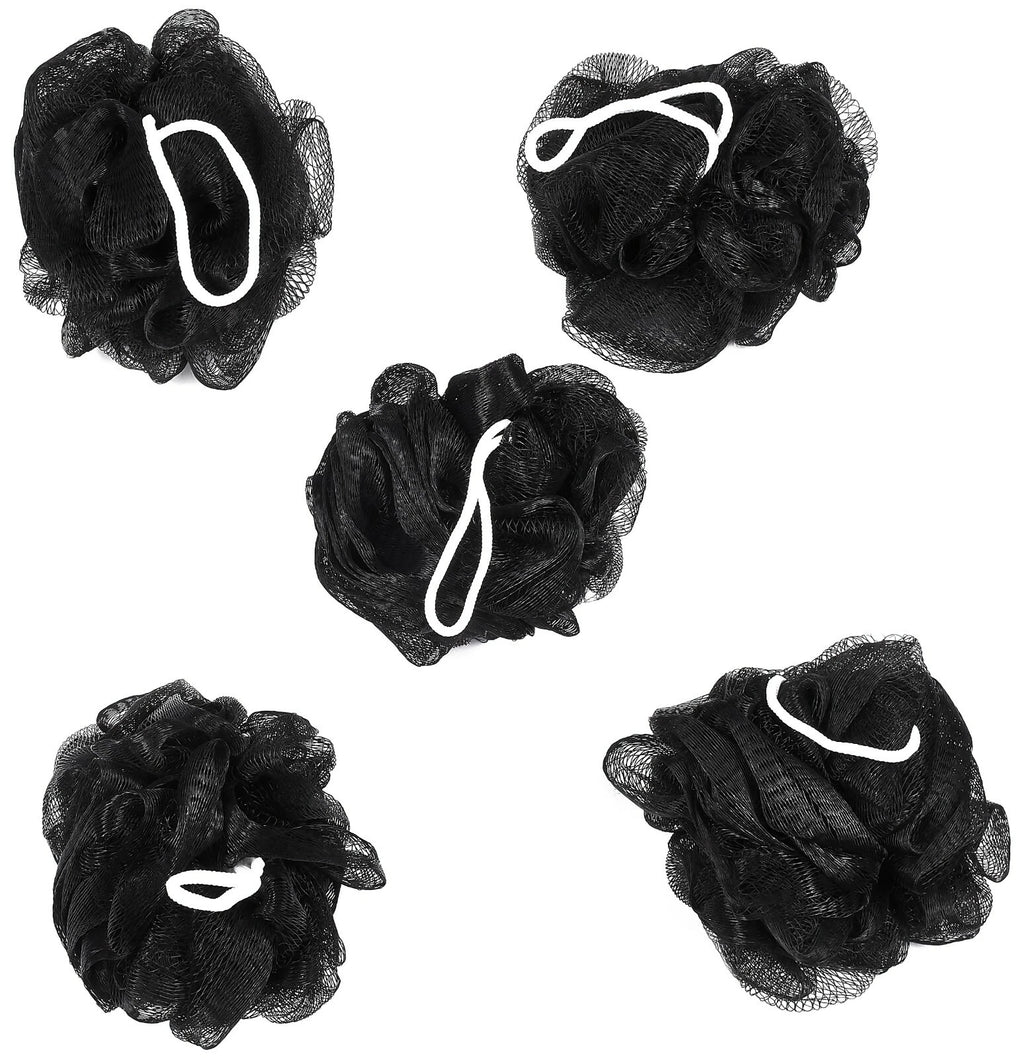 Bundle of 5 Exfoliating Sponges - Bath & Shower Puff Body Brush Scrub Mesh Ball