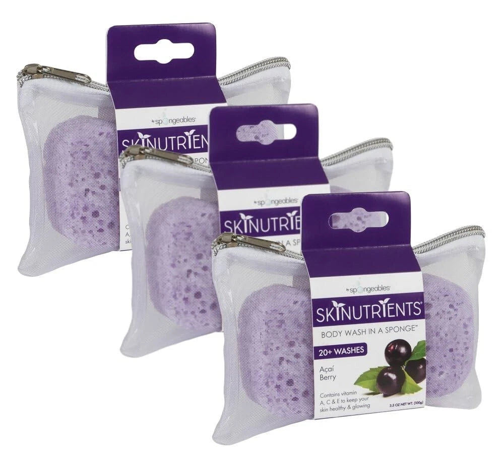 Premium Acai Body Wash Sponge Pack - Glowing Skin & Cruelty-Free Hydration