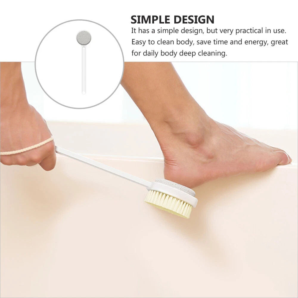 Long Handle Bath Brush Household Rub Back Brush Bathing Accessories (White)
