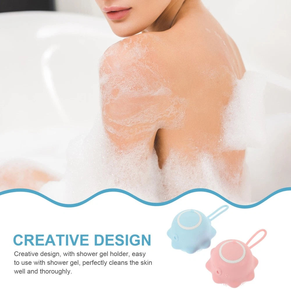 2 Pcs Bath Brush Child Baby Multi-functional Exfoliating Silicone Scrubber