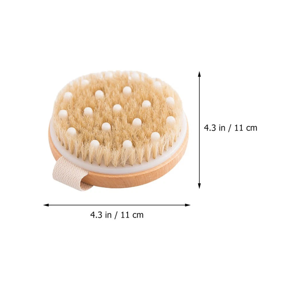 1PC Fine Wood Bath Brush Exfoliating Massage Brush (Khaki) Shower Brush