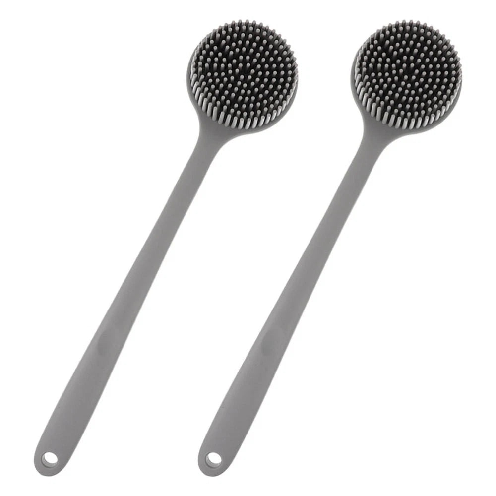 2 Pcs Silicone Bath Brush Back Scrubber for Shower Men Long Handle