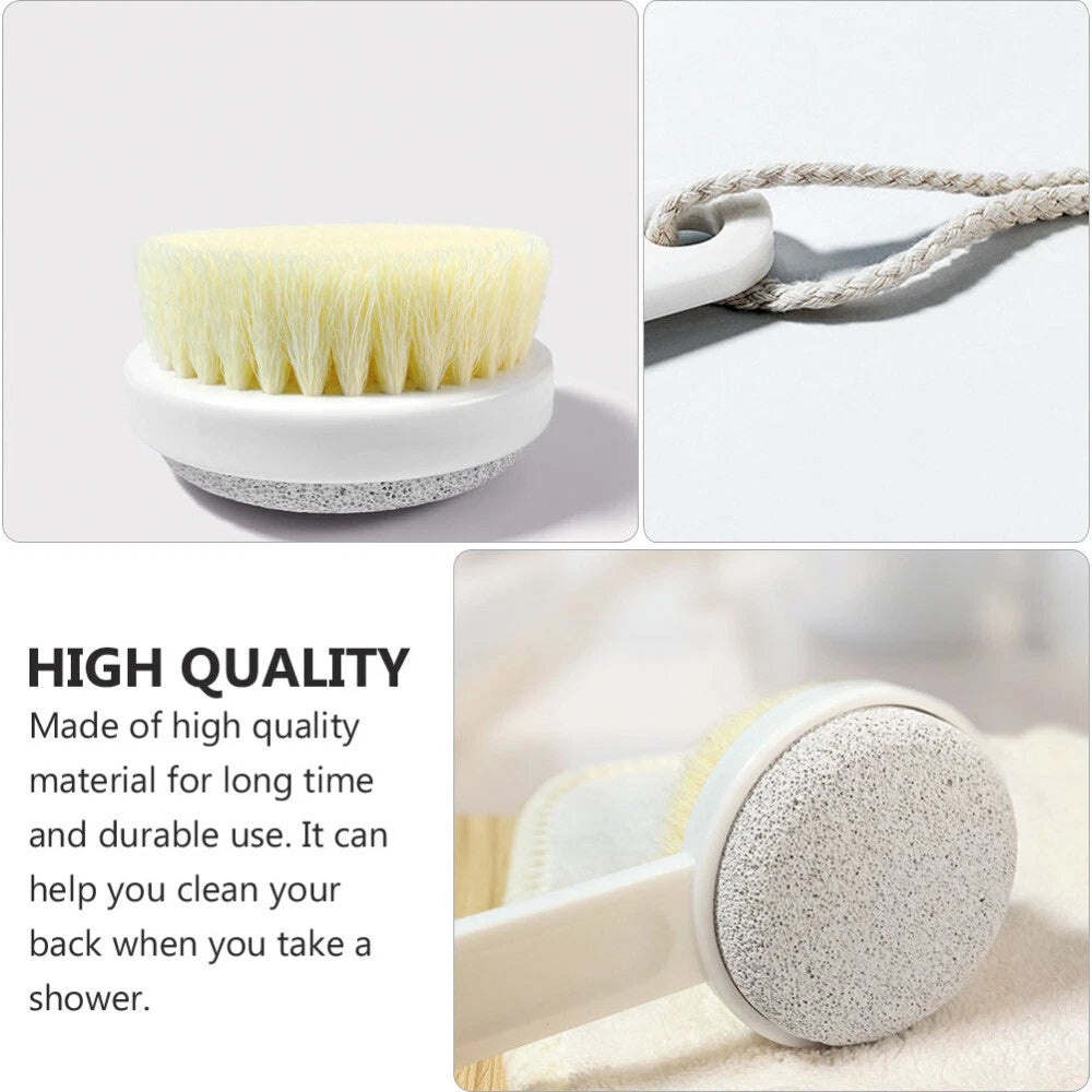 Long Handle Bath Brush Household Rub Back Brush Bathing Accessories (White)