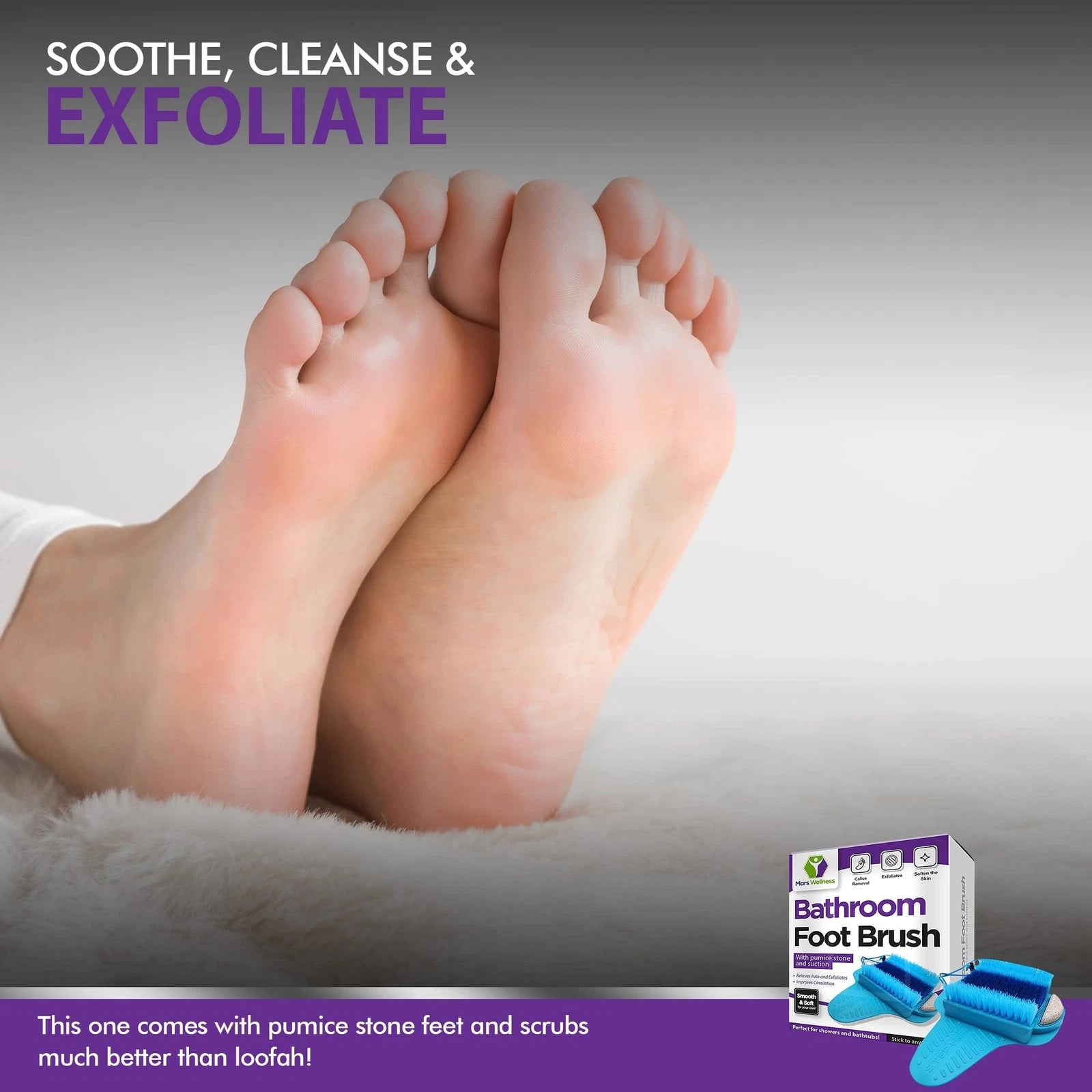 Exfoliating Foot Scrubber with Pumice Stone for Shower Bathroom Bathtub