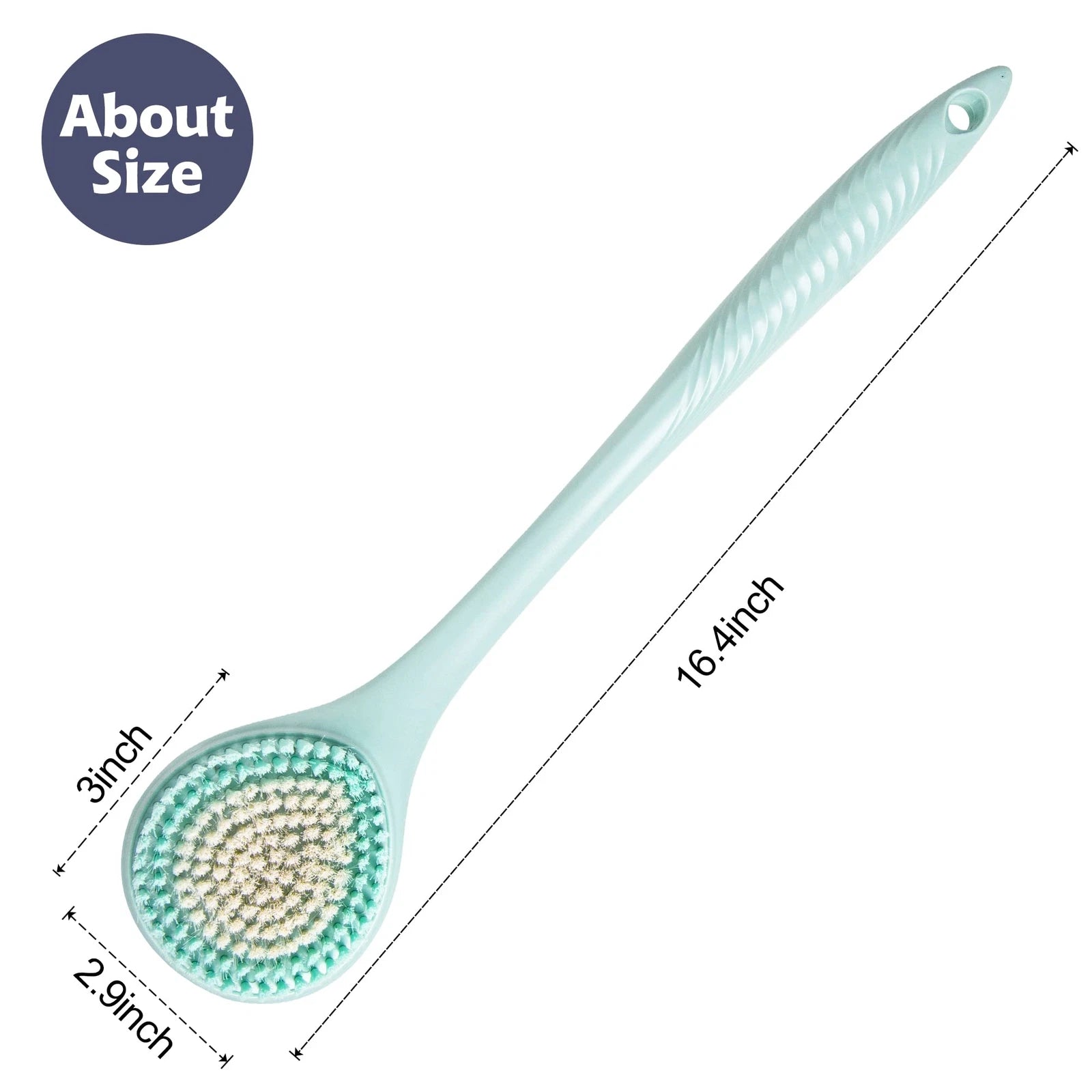 Back Bath Brush Long Handle for Shower - Soft Brush for Men & Women(16.4" Long)