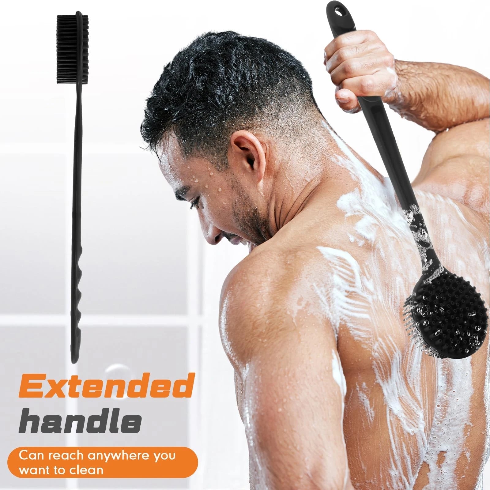 4 Pack Scrubber Anti Slip for Shower, 15 Inch Soft Silicone Bath Body Brush B...