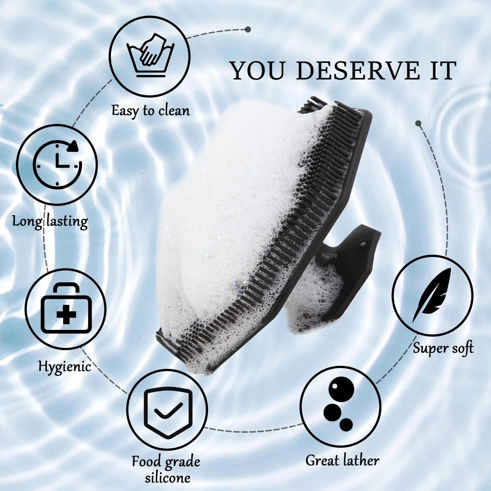 2Pack Silicone Body Scrubber Exfoliating Body Buffer with Handle for Shower