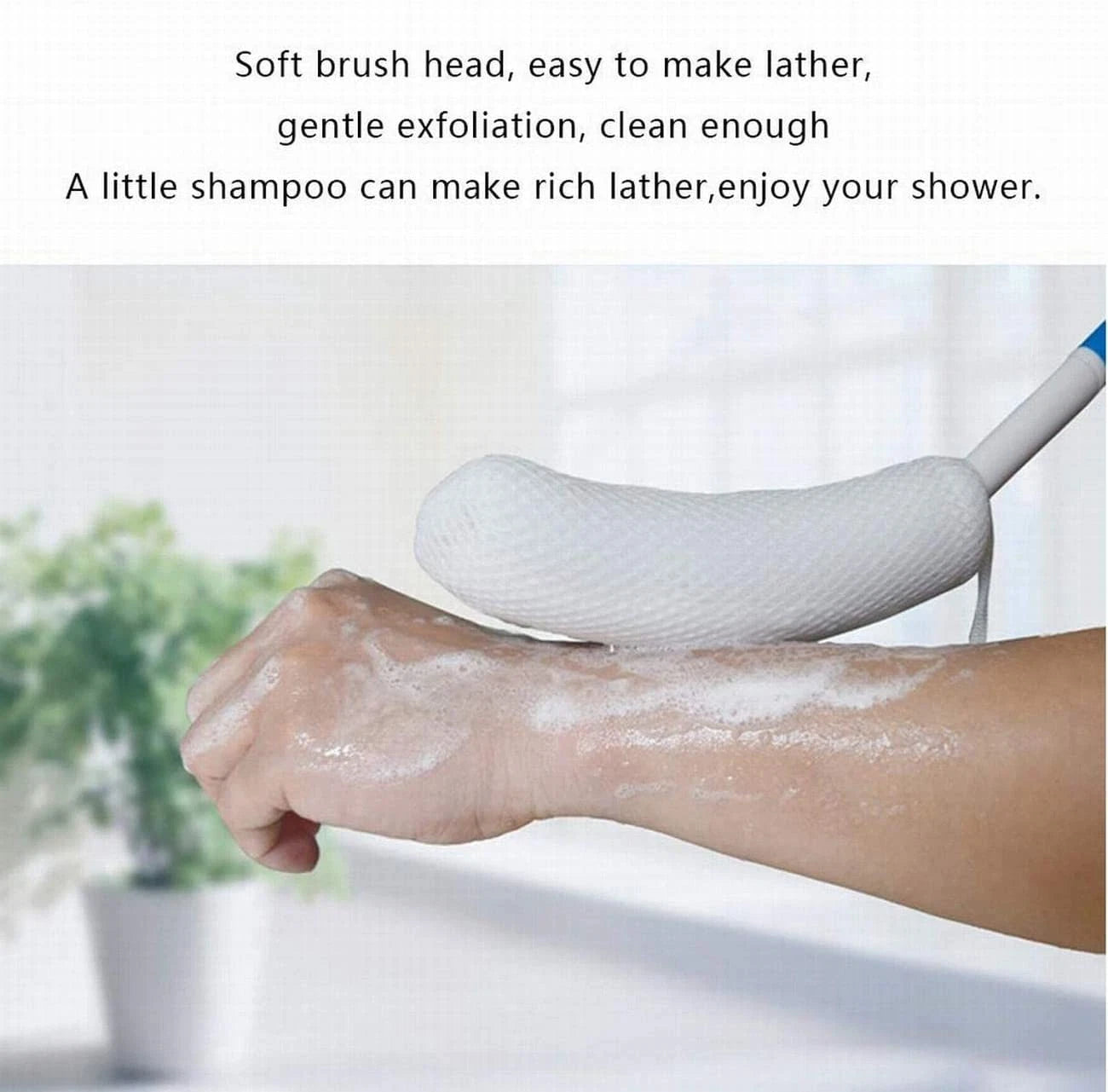 Magideal Vinyl Quote Me Long Anti-Slip Curve Handled Bath Body Brush, Easy