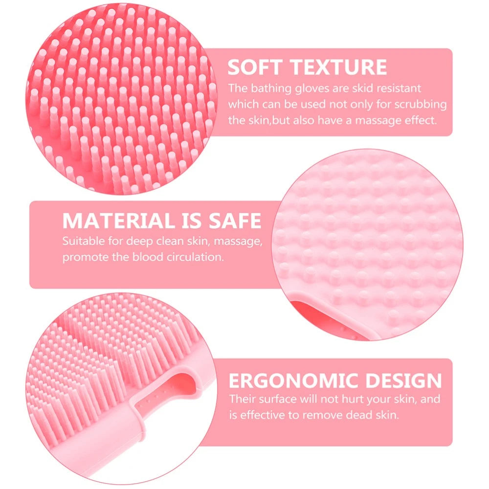 2 Pcs Bath Brush Child Soft Silicone Body Scrubber Shower Loofah