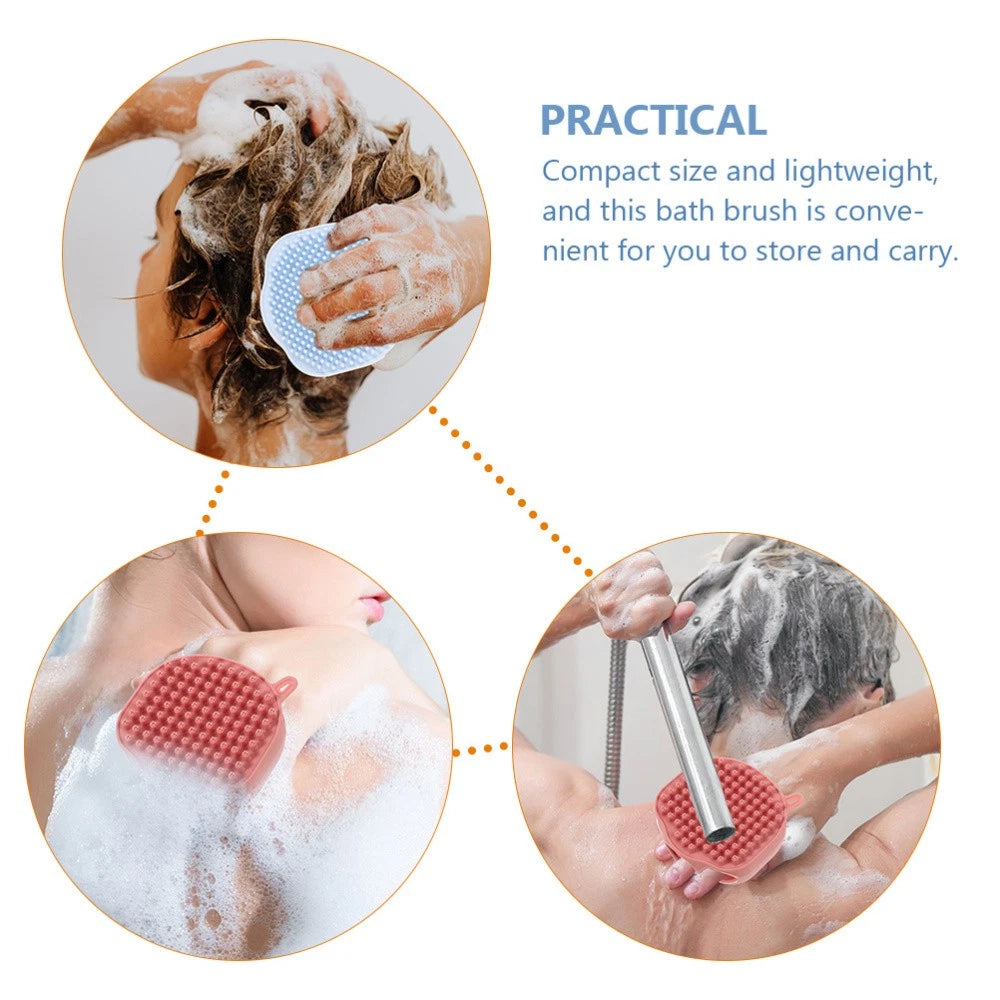 2 Pcs Shampoo Bath Brush Travel Child Exfoliating Silicone Body Scrubber