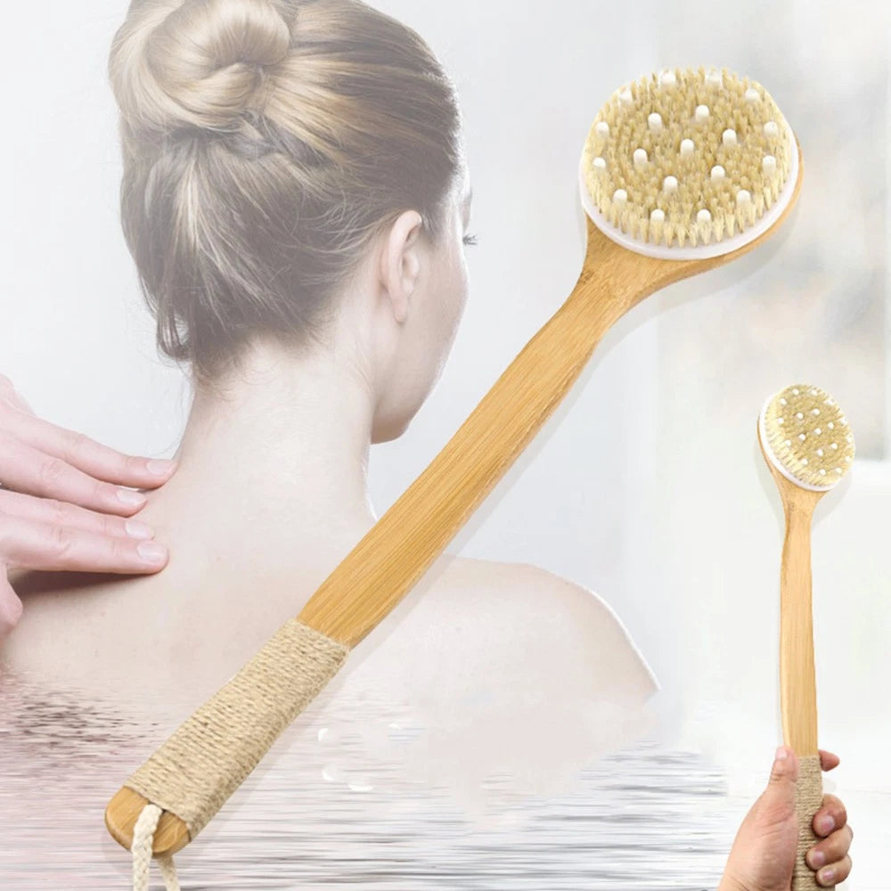 1Pc Exfoliating Back Scrubber Bath Brush with Handle for Smooth Skin Care