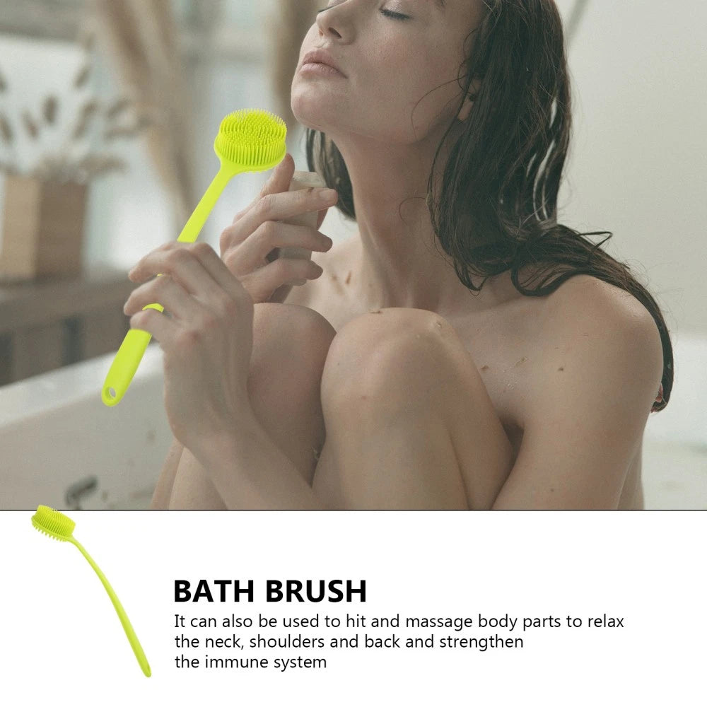 Long Handle Bath Brush Supple Silicone Made Back Scrub Bath Brush for Home