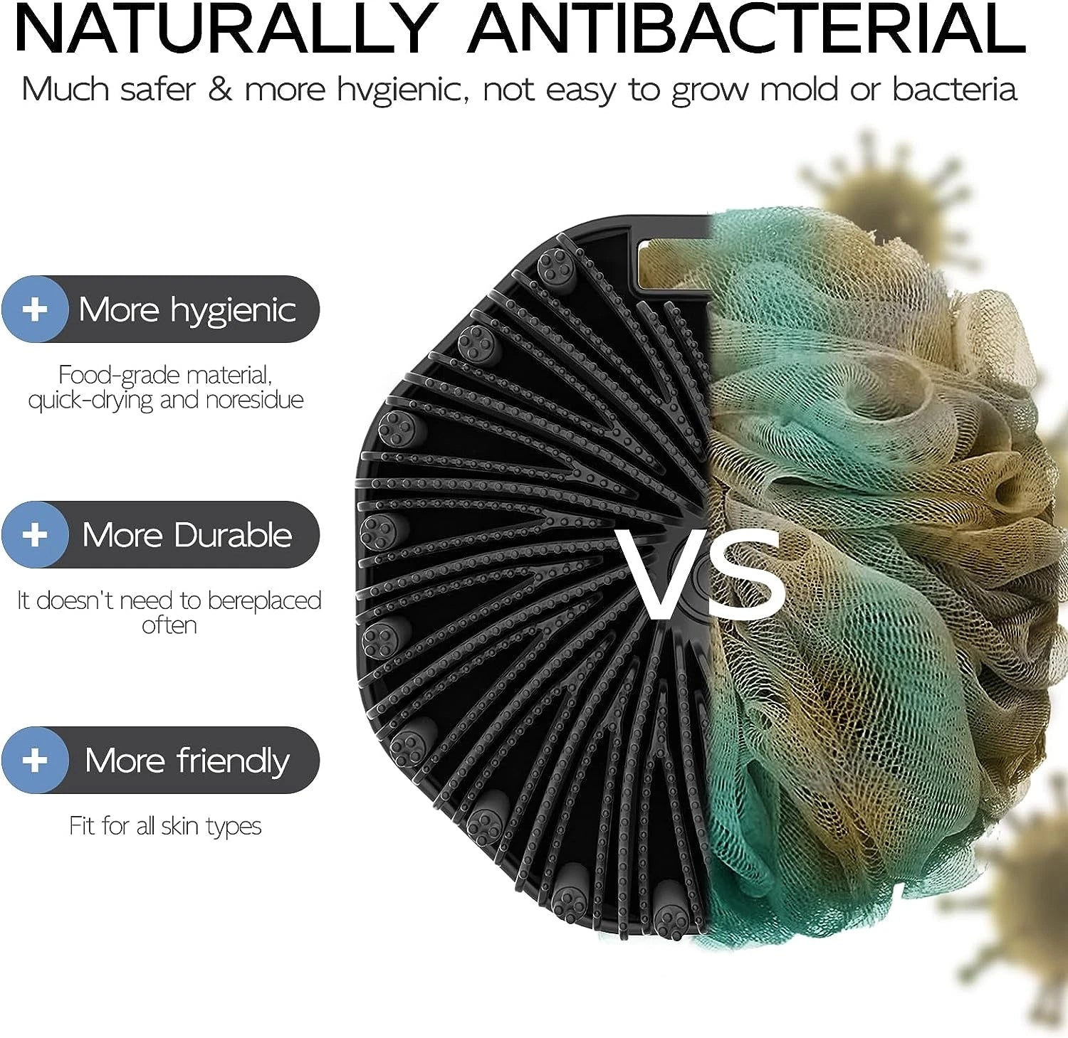 Silicone Body Scrubber, Exfoliating Body Wash Scrubbers Exfoliator, Shower Body