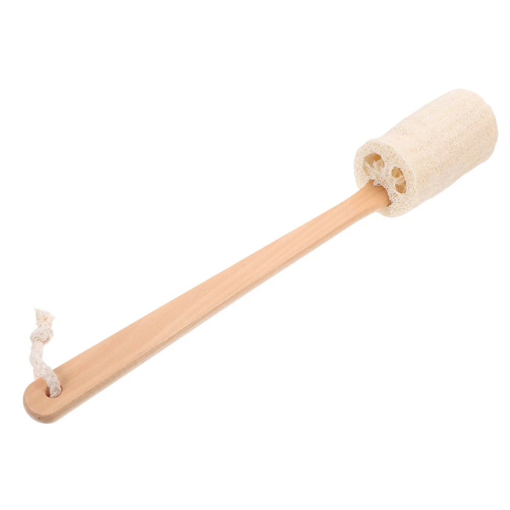 Long Handle Loofah Stick Bath Brush for Body Exfoliation and Cleaning