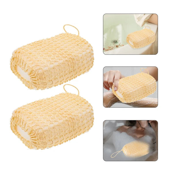 2 Pcs Silk Bath Towel Body Brush Exfoliator Scrubber Sisal Loofah