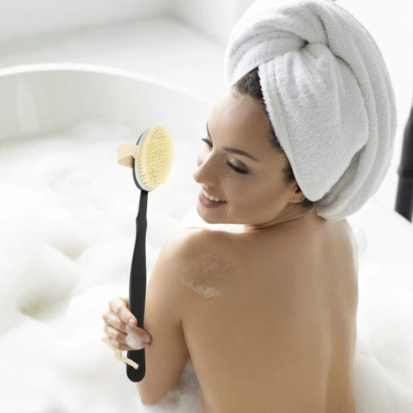 Bend Handle Bath Brush Skin Exfoliator for Back Shower Scrubber Body