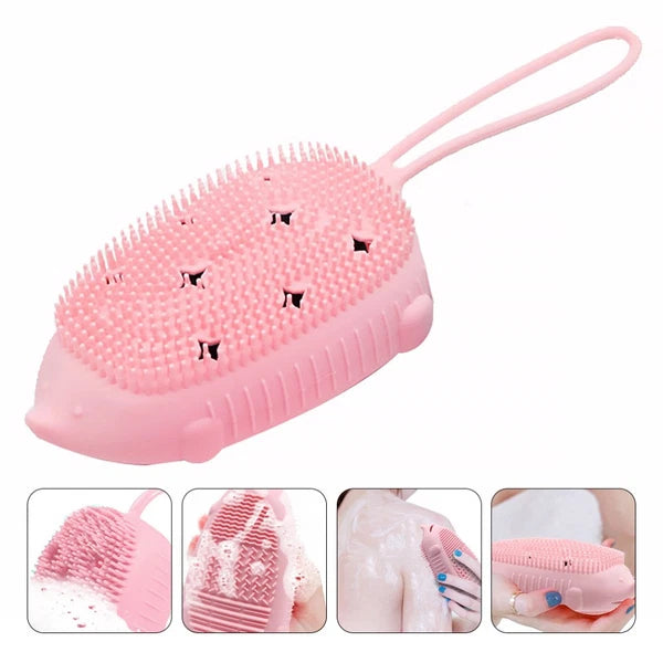 Bath Brush Scrubber Silicone Body Shower Baby Child Double Sided Portable
