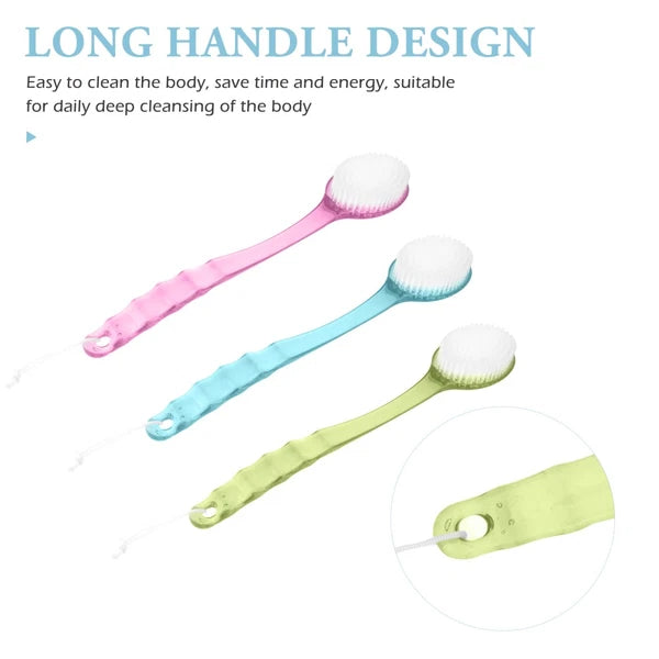 3pcs Long Handle Bath Scrubber Back Brush Massage Brush Shower Brush