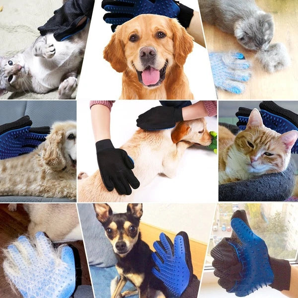 1 Pair Pet Grooming Glove Gentle Deshedding Brush Hair Remover for Dogs,Cats