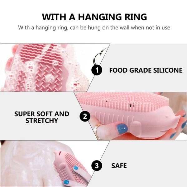 Bath Brush Scrubber Silicone Body Shower Baby Child Double Sided Portable