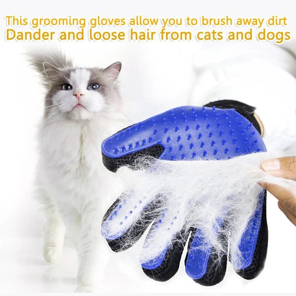 1 Pair Pet Grooming Glove Gentle Deshedding Brush Hair Remover for Dogs,Cats