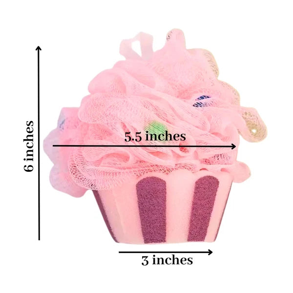 3pk - Large Cupcake Korean Pouf Bath Loofah Sponge for Kids & Adults - Gift Box