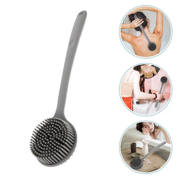 2 Pcs Silicone Bath Brush Back Scrubber for Shower Men Long Handle