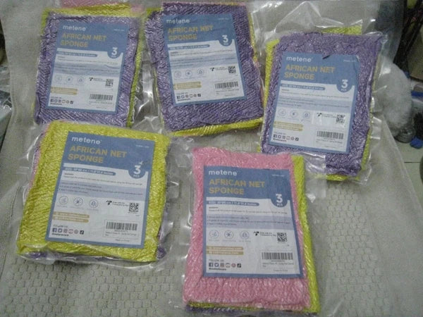 Metene African Net Sponge 5 NEW packs of 3 (11x31 in.) vacuum sealed GREAT GIFTS