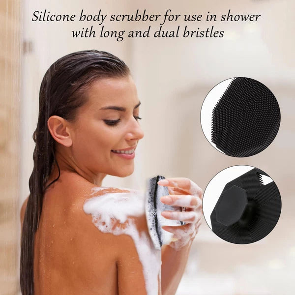 2Pack Silicone Body Scrubber Exfoliating Body Buffer with Handle for Shower
