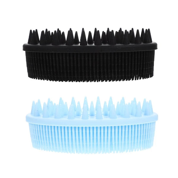 2 Pcs Bath Brush Silicone Body Scrubber with Handle Bathroom