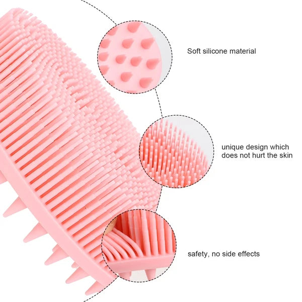 2pcs Silicone Exfoliating Brush Bath and Shampoo Brush Body Scrubber (Pink)