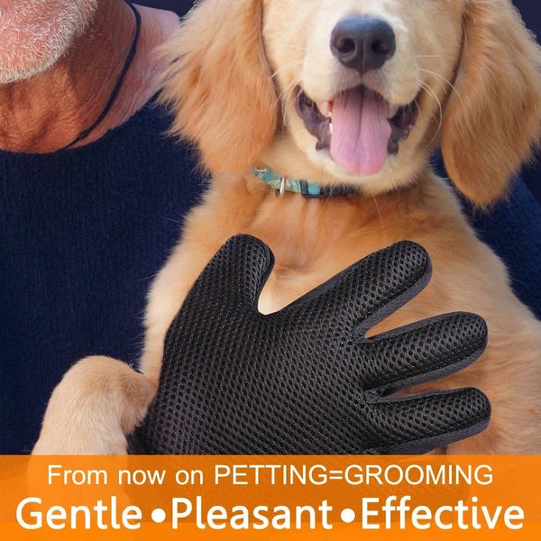 1 Pair Pet Grooming Glove Gentle Deshedding Brush Hair Remover for Dogs,Cats