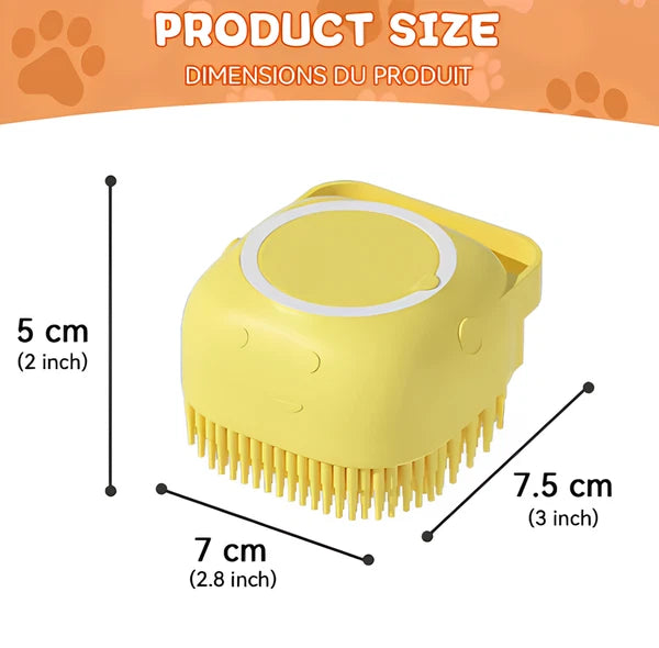 Pet Bath Brush with Shampoo Dispenser – Soft Silicone Grooming Tool for Dogs & C