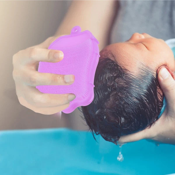 Silicone Hair Shampoo Child Shower Brush with Dispenser Kids Bath