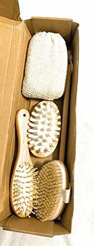 Natural Bath massage Body Brush Set | with detachable long wooden handle