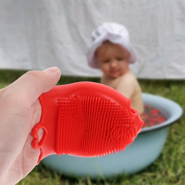 Silicone Shampoo Brush Bath Shower Child Toddler Baby Body Exfoliator