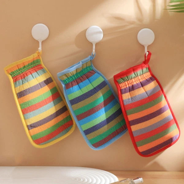 3 Pcs Bath Towel Gloves Body Exfoliator Back Brush for Shower Men