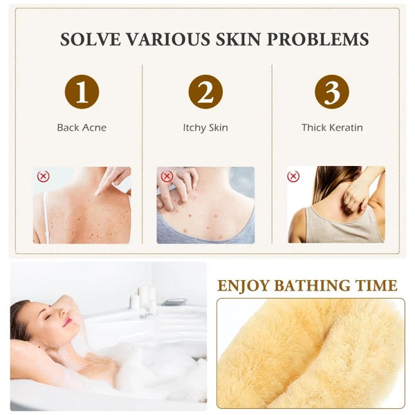 Sisal Shower Brush Exfoliating Bathing Back Scrubber with Handle