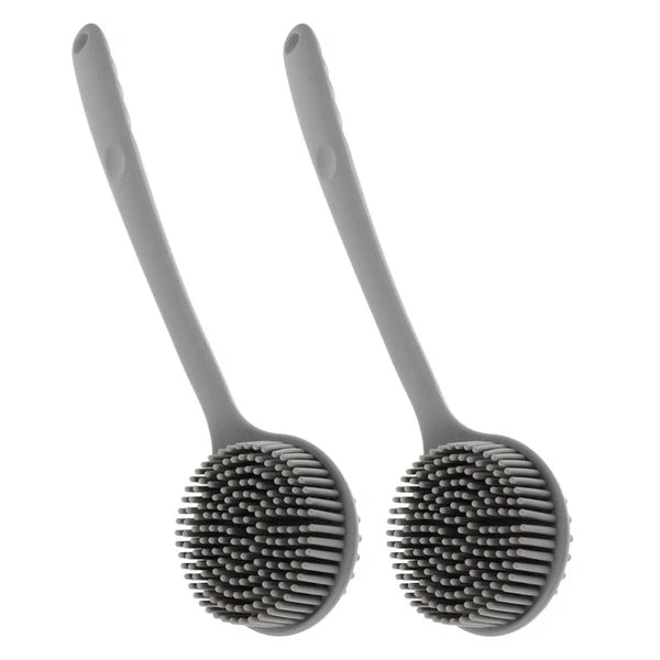 2 Pcs Silicone Bath Brush Back Scrubber for Shower Men Long Handle