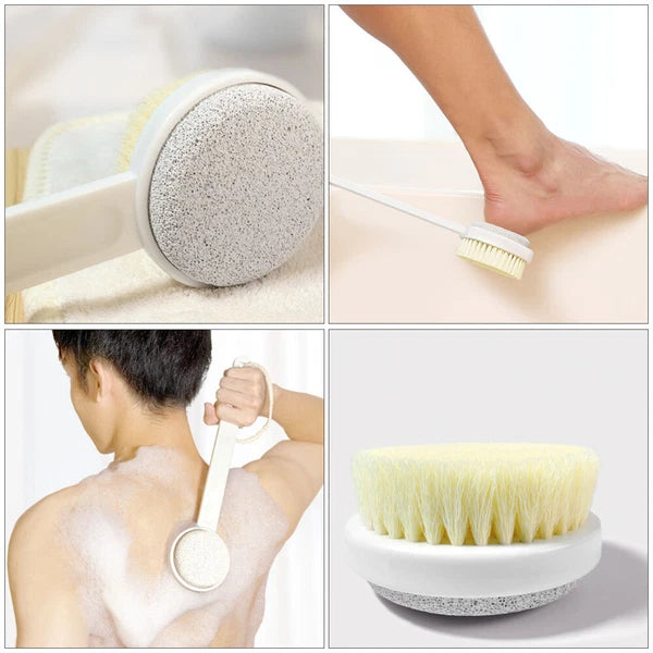 Long Handle Bath Brush Household Rub Back Brush Bathing Accessories (White)