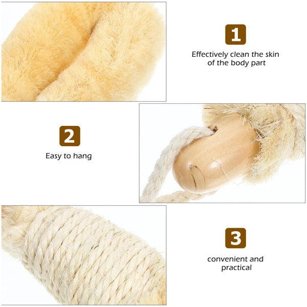 Sisal Shower Brush Exfoliating Bathing Back Scrubber with Handle