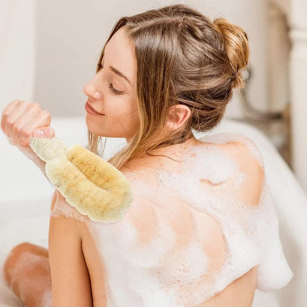 Sisal Shower Brush Body Scrubber Exfoliator Back Scrubbing Handle