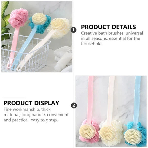 2 Pcs Back Rub Bath Brush Elderly Exfoliator for Shower Scrubber