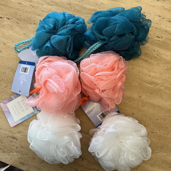 6 Pcs Bath Loofah Shower Sponge Exfoliator Shower Body Back Scrubber Mesh Pouf