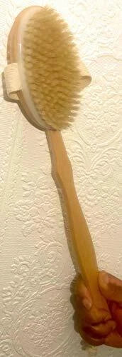Natural Bath massage Body Brush Set | with detachable long wooden handle